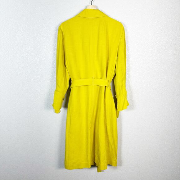 Ann Taylor Women’s Linen Blend Double Breasted Trench Coat Jacket in Yellow XXL - Picture 6 of 15